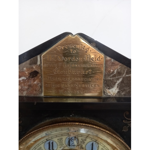 42 - Slate Clock Presented by the congregation by the Glenbucket Church  Strathdon