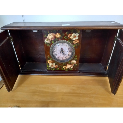 67 - Floral Wooden Cased Clock