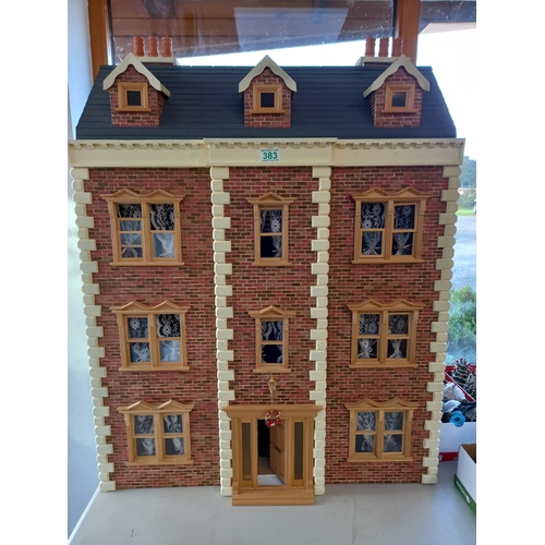 383 - Large Dolls House Standing 110 H x 80 W x 43cm D approx. Over 3 floors & loft.