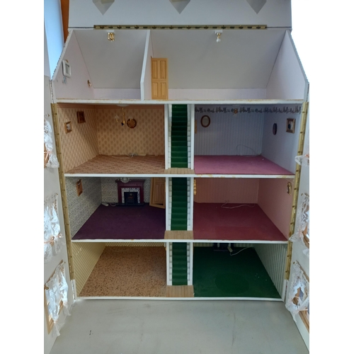 383 - Large Dolls House Standing 110 H x 80 W x 43cm D approx. Over 3 floors & loft.