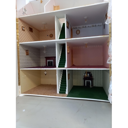 383 - Large Dolls House Standing 110 H x 80 W x 43cm D approx. Over 3 floors & loft.