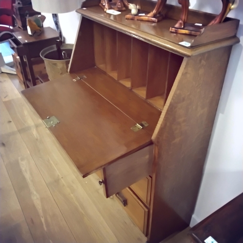 10 - Oak 3 drawer writing bureau