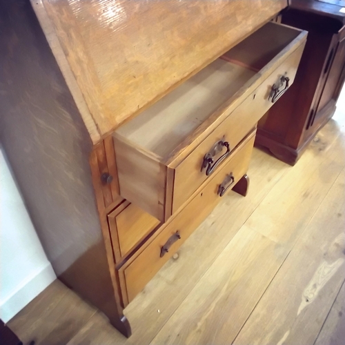 10 - Oak 3 drawer writing bureau