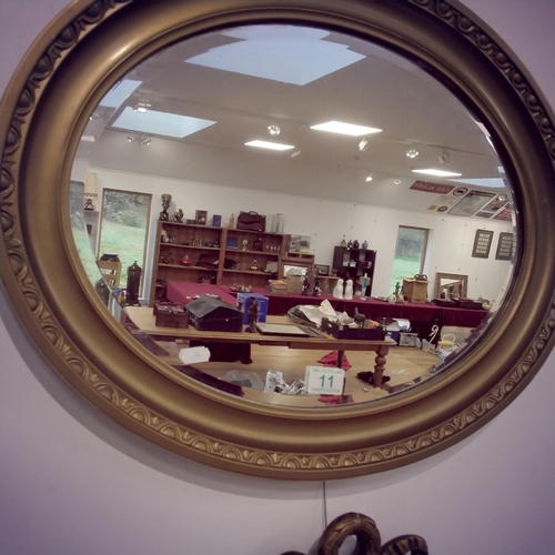 11 - Vintage gold framed bevelled oval mirror