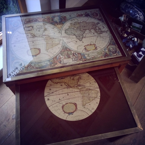 15 - World atlas topped nest of tables