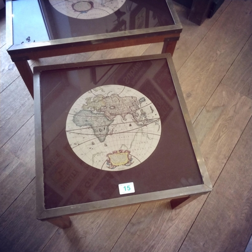 15 - World atlas topped nest of tables