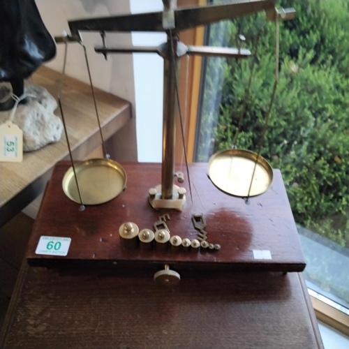 60 - Vintage brass scale and weights