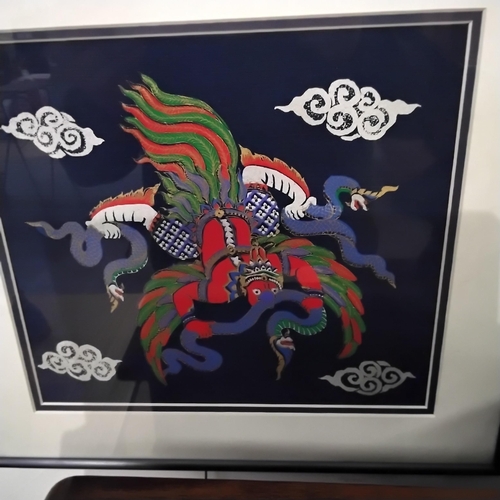 66 - 3 x Multi coloured screen prints on silk from Thailand