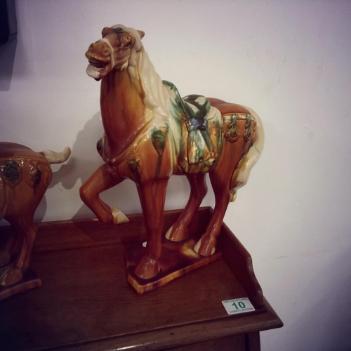 9 - 3 X Vintage glazed horse ornaments tallest 37cm approx.