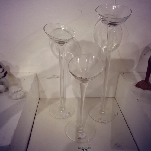 23 - 3 X House of marbles glass candle holders