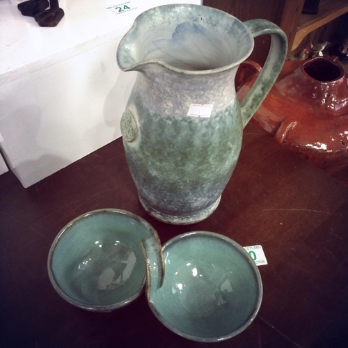 30 - St Andrew's Pottery dish, and pottery jug