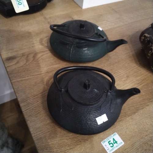 54 - Pair of Japanese cast iron tea pots