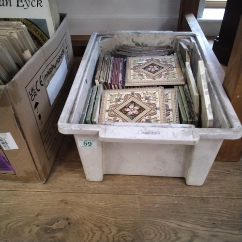 59 - Box lot of vintage fireplace tiles