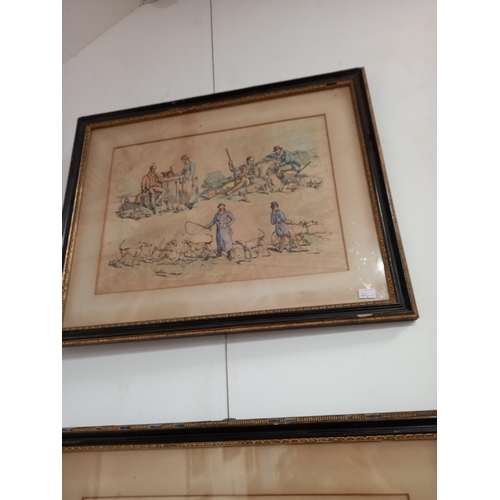 91 - Pair of hunting scene watercolours believed circa 1890's