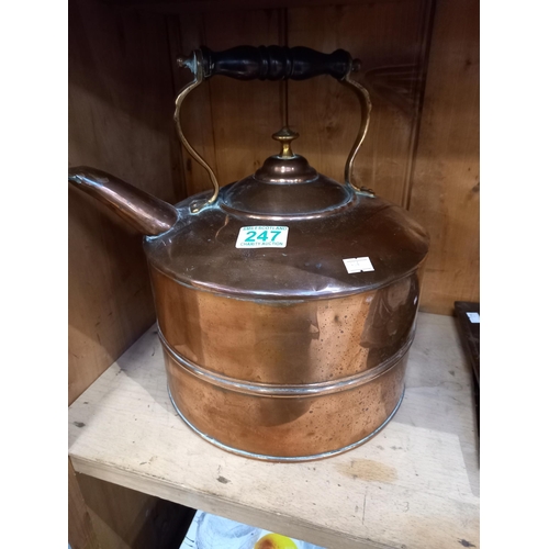 247 - Very large antique copper kettle