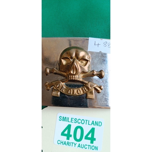 404 - 17th/21st Lancers belt buckle in with Brass skull