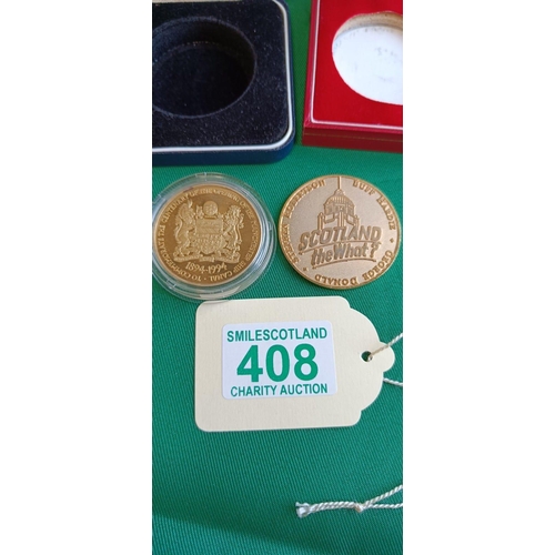 408 - commemorate coin for the centenary of the Manchester Canal and a Scotland the What freedom of Aberde... 