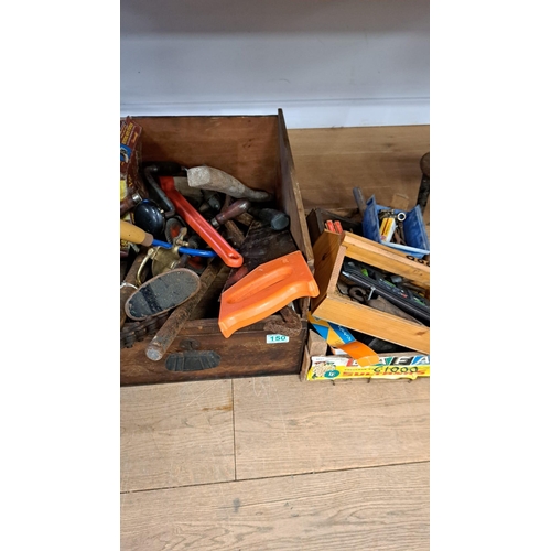 150 - 2 wooden boxes with various tools etc.