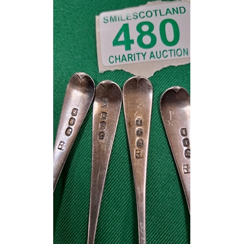 480 - 4 x silver spoons see photos for details