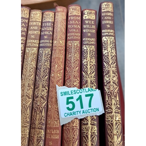 517 - A set of 24 Rudyard Kipling pocket books with soft covers from the 1920`s