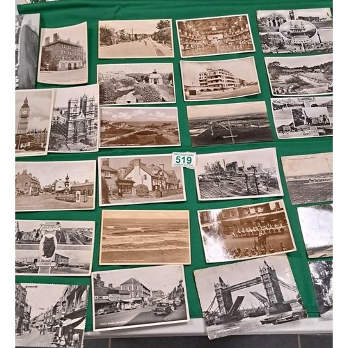 519 - a selection of mainly English black and white postcards