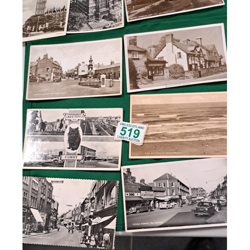 519 - a selection of mainly English black and white postcards