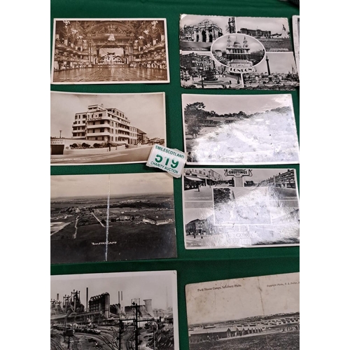 519 - a selection of mainly English black and white postcards