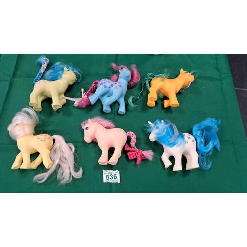 536 - A selection of 6 vintage My Little Pony 
copy right .. 82 , 83 , 84 and 87