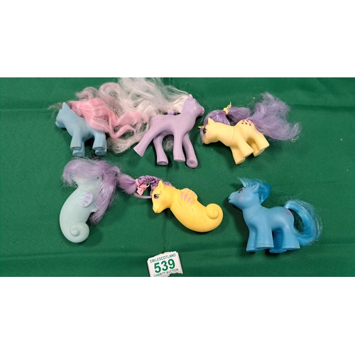 539 - a section of My little pony to include 4 ponies and 2 seahorses 
from 1984 and 86