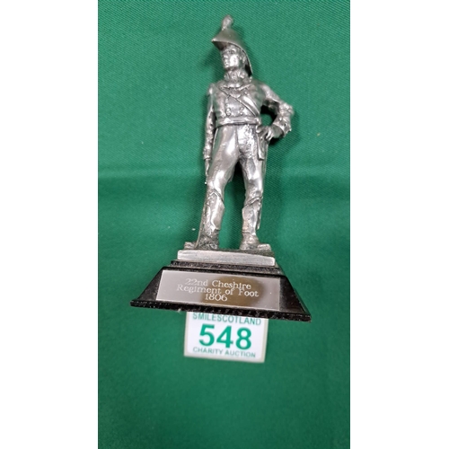 548 - Royal Hampshire  22nd Cheshire regiment on foot 1806 pewter statue