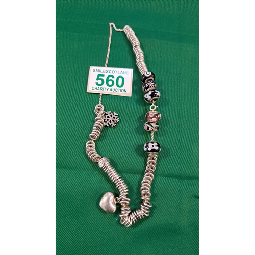 560 - 2 necklaces and a bracelet marked Links of London