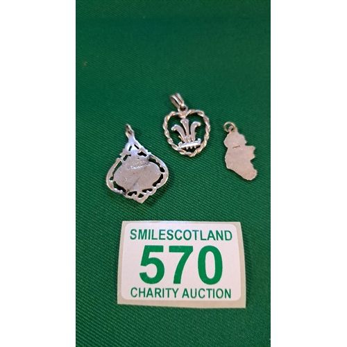 570 - 3 x silver pendant's