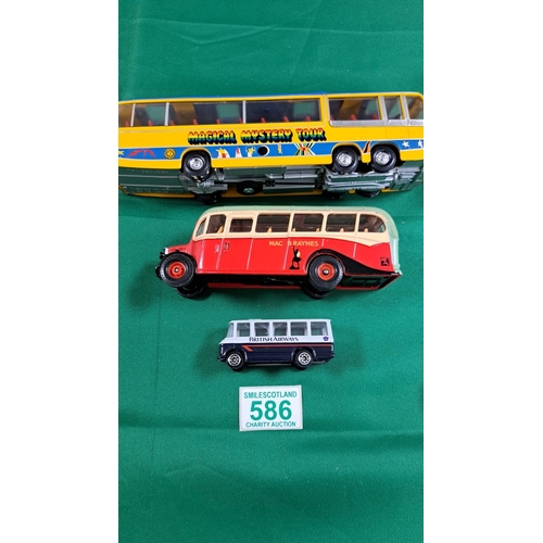 586 - A selection of 5 collectable buses to include Magical Mystery Tour