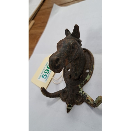 596 - cast vintage Horse coat hanger peg