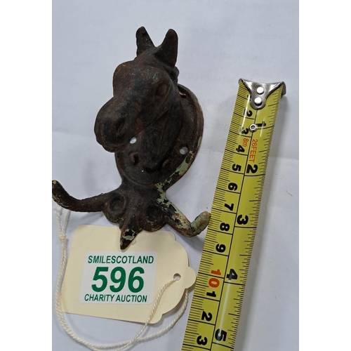 596 - cast vintage Horse coat hanger peg