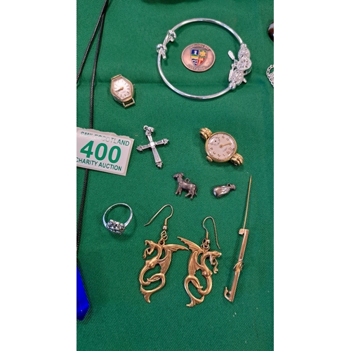 400 - A selection of Jewelery and watch heads are per photos