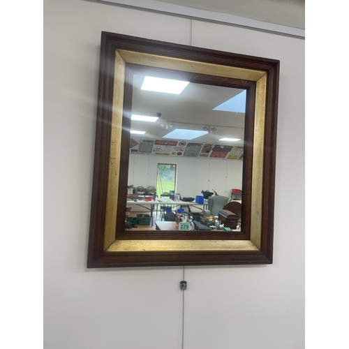 279 - Oak framed mirror, with gold band