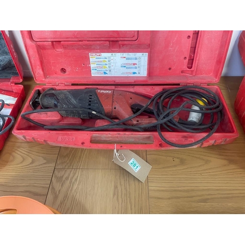 281 - Hilti 110v wrecking saw, in case