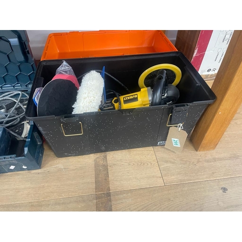 295 - Tool box, De Walt polisher/sander, etc