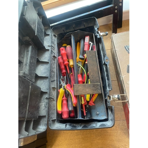303 - Stanley tool box with various tools