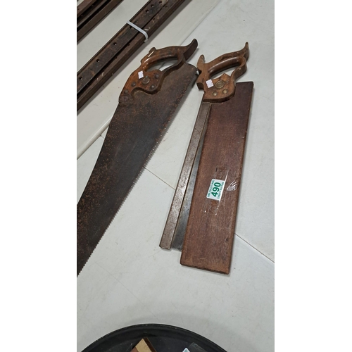 490 - 2 x vintage saws by Disston