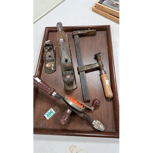 496 - tray lot of vintage tools