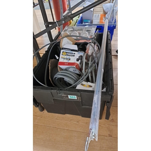 503 - Box lot of electrical parts