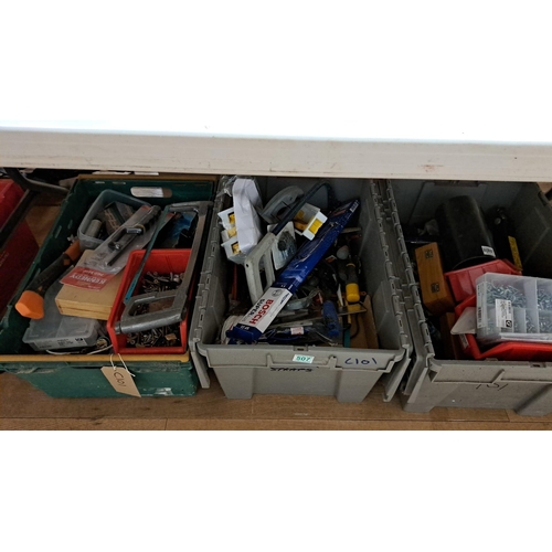 507 - 3 x box lots of screws, bolts, hand tools, etc etc