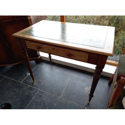 3 - Small leather topped writing desk with drawer