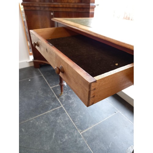 3 - Small leather topped writing desk with drawer