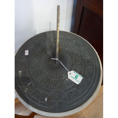 6 - Cast metal sun dial 1m H approx.