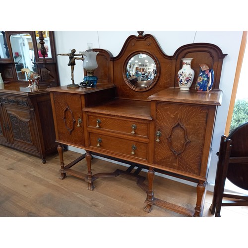 13 - Antique dining room dresser with convex mirror