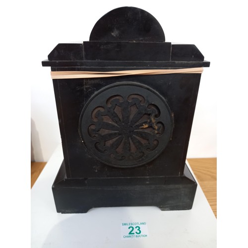 23 - Vintage slate clock, newly serviced