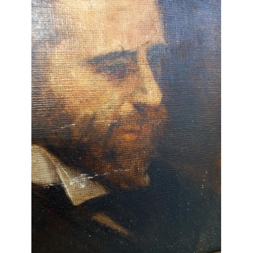 37 - Framed painting on board bearded man